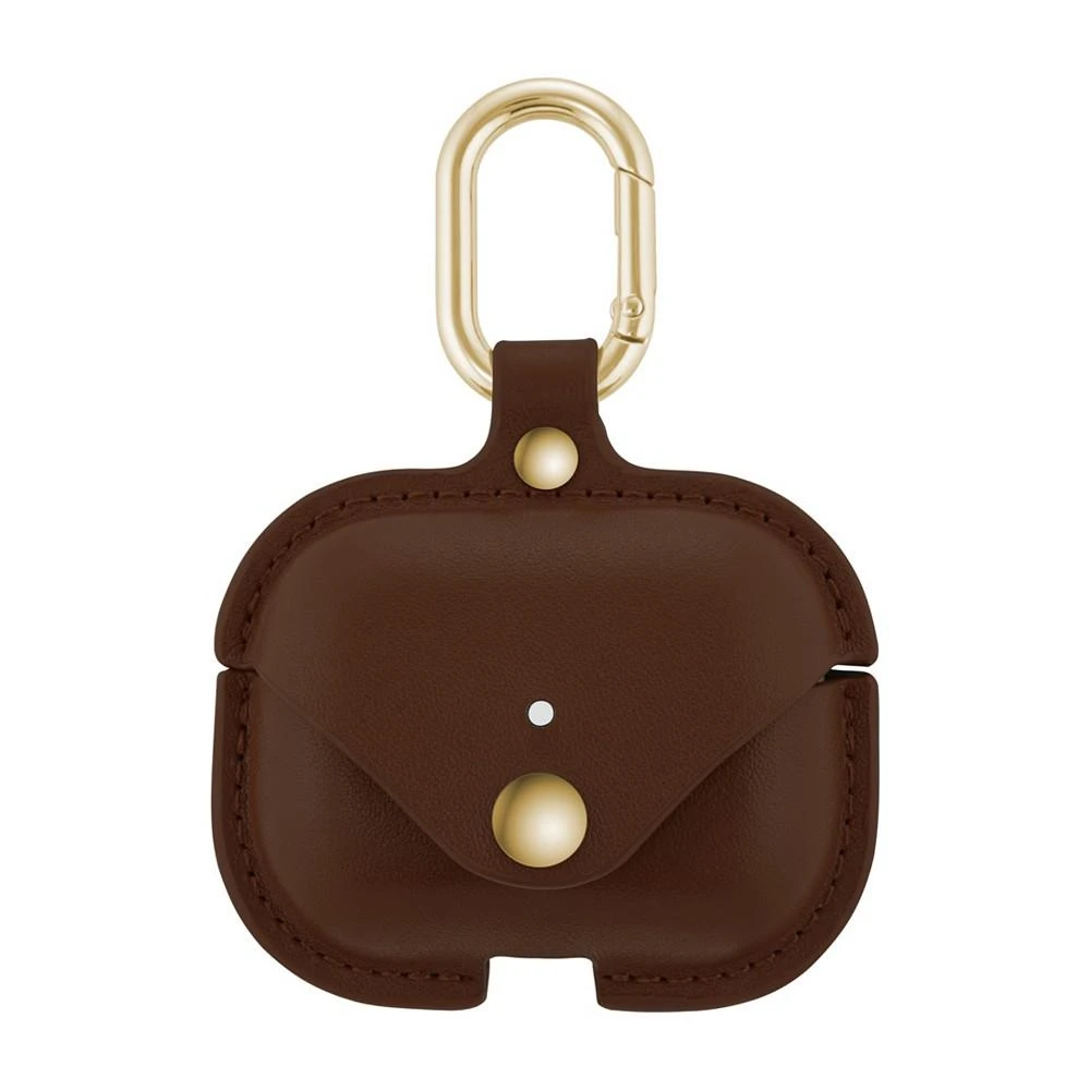 商品WITHit|Brown Leather Apple AirPods Case with Gold-Tone Snap Closure and Carabiner Clip,价格¥183,第1张图片