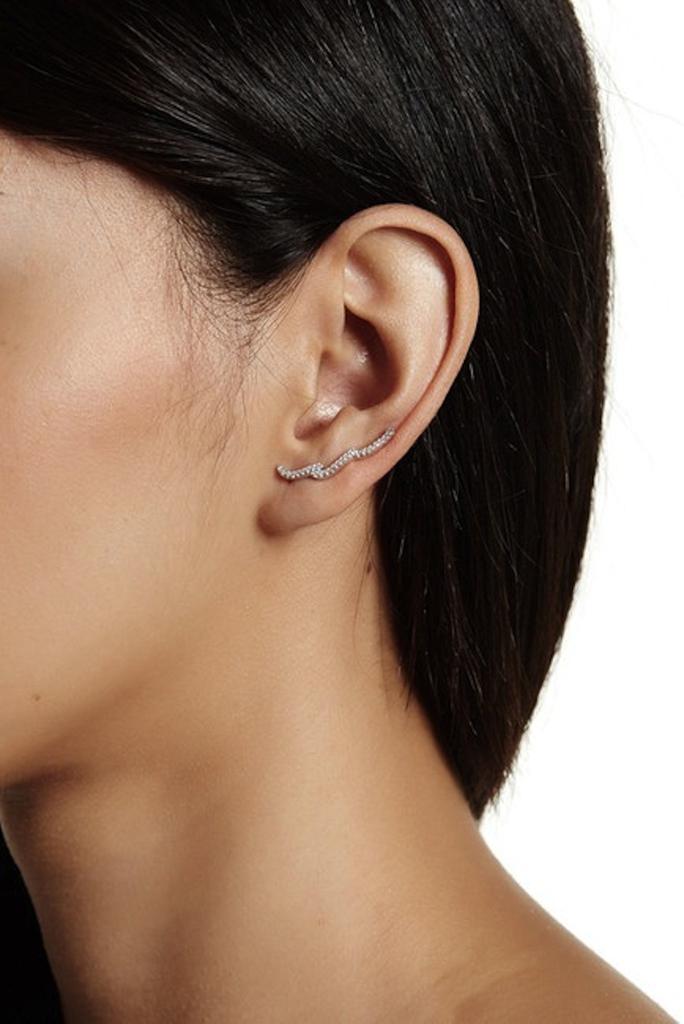 Adornia Wave Ear Climber Earrings .925 Sterling Silver商品第2张图片规格展示