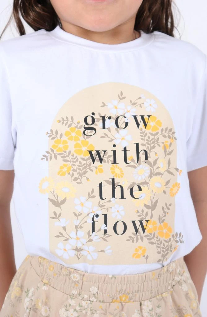 商品TINY TRIBE|Kids' Grow with the Flow Cotton Graphic T-Shirt & Floral Skirt Set,价格¥263,第5张图片详细描述