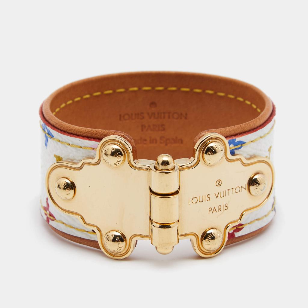 Louis Vuitton White Canvas Multicolor Monogram Gold Tone Metal Bracelet商品第1张图片规格展示