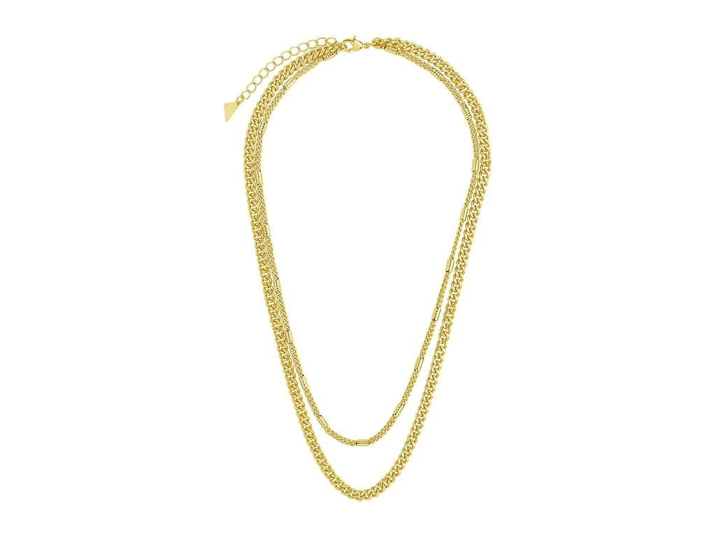 商品Sterling Forever|Curb & Station Layered Chain Necklace,价格¥404,第2张图片详细描述