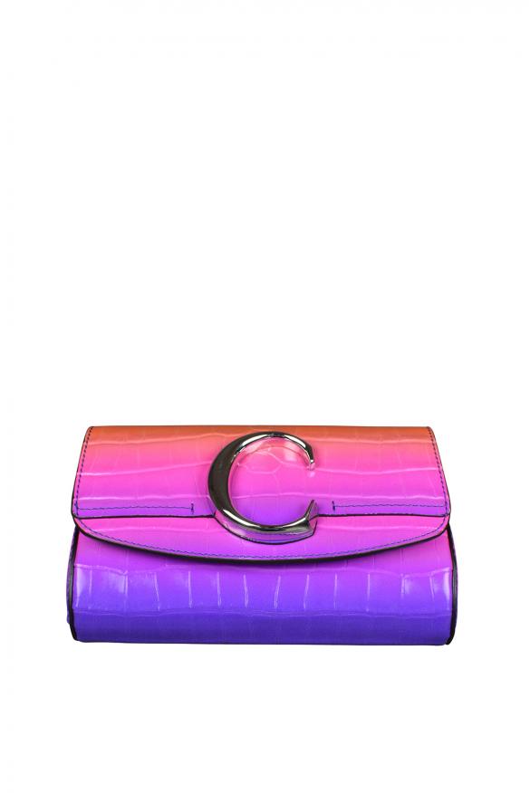 Luxury Belt Bag   Chloé C Belt Bag In Orange And Purple Crocodile Embossed Leather商品第1张图片规格展示