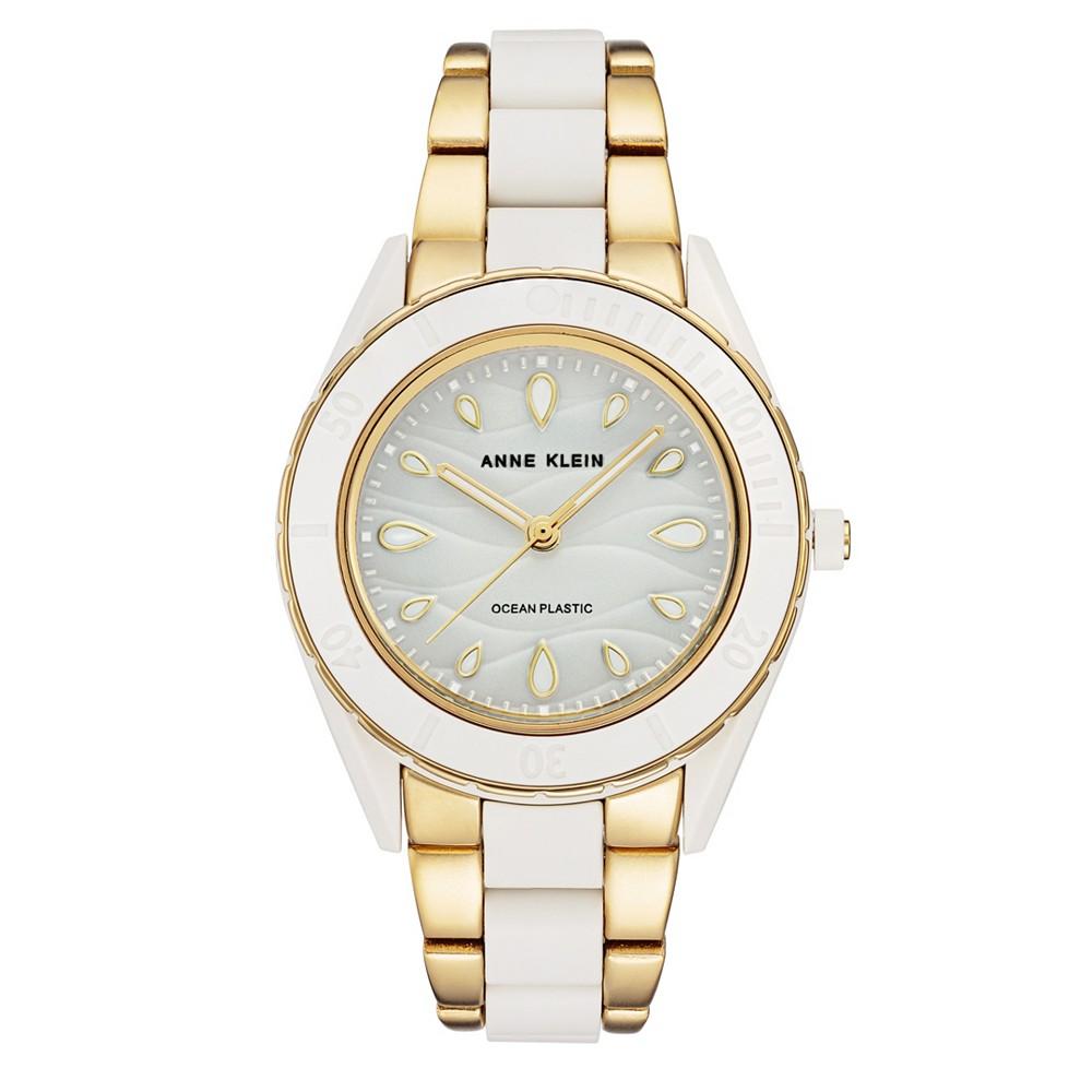 Women's Gold-Tone and White Solar Ocean Work Plastic Bracelet Watch, 38.5mm商品第1张图片规格展示