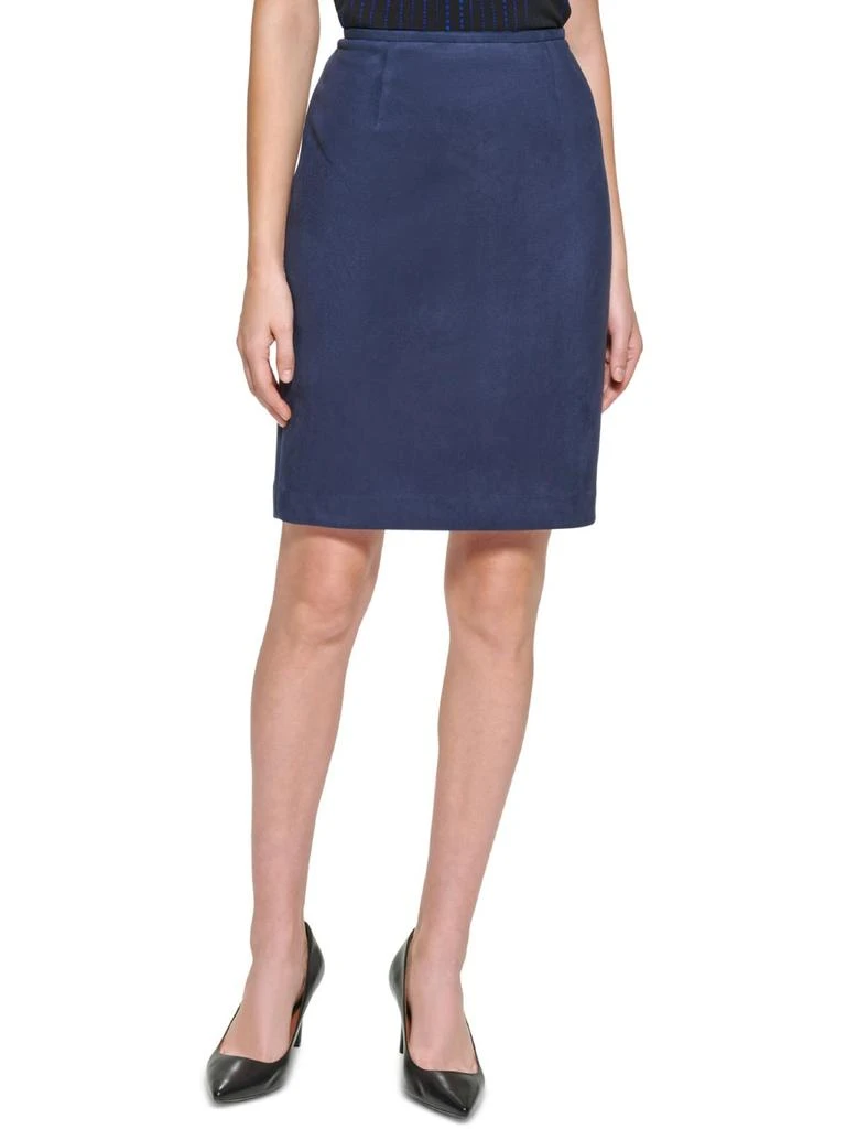 商品Calvin Klein|Petites Womens Faux Suede Professional Pencil Skirt,价格¥192,第1张图片