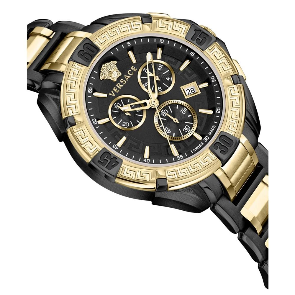 商品Versace|Men's Swiss Chronograph V-Greca Two-Tone Stainless Steel Bracelet Watch 46mm,价格¥10507,第3张图片详细描述