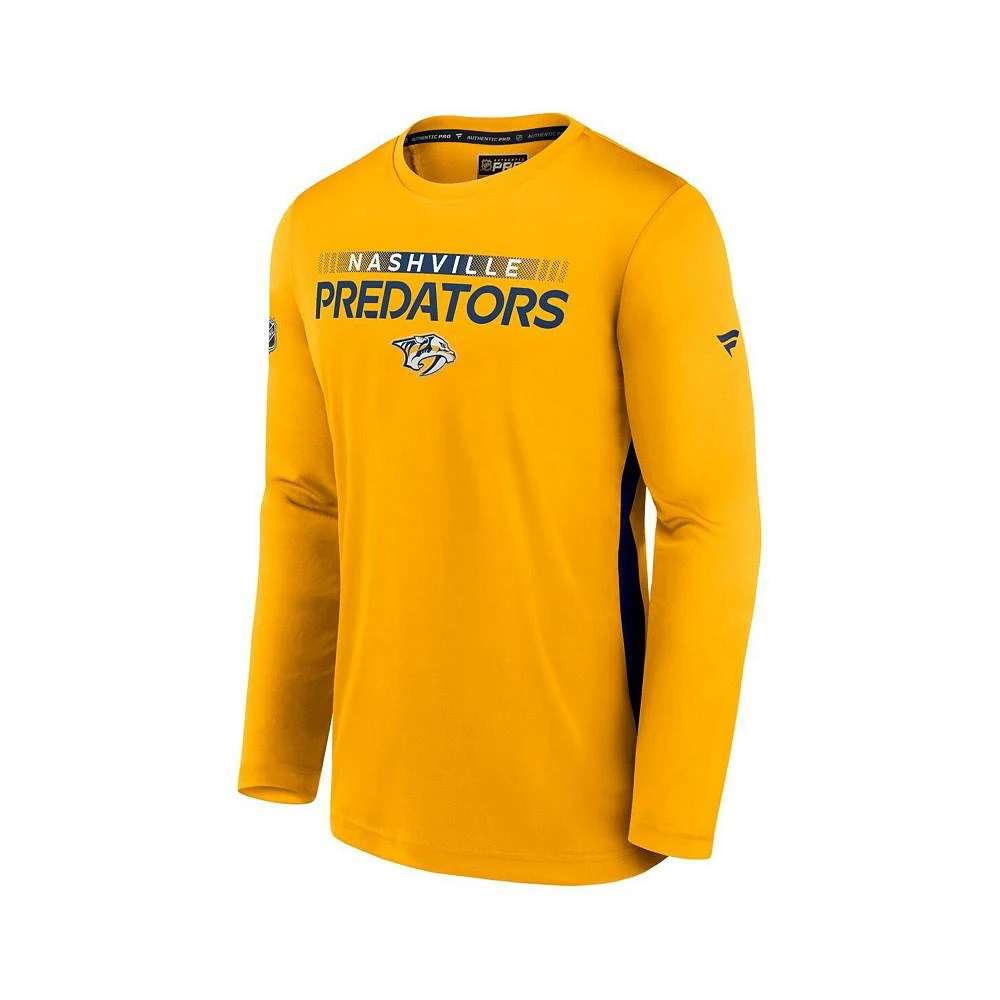 商品Fanatics|Men's Branded Gold Nashville Predators Authentic Pro Rink Performance Long Sleeve T-shirt,价格¥411,第3张图片详细描述