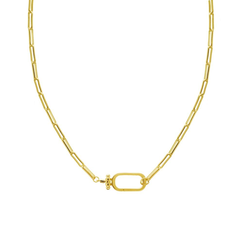 Oblong Clip Chain with Snap Clasp 18" Necklace in Gold Plate or Silver Plate商品第1张图片规格展示