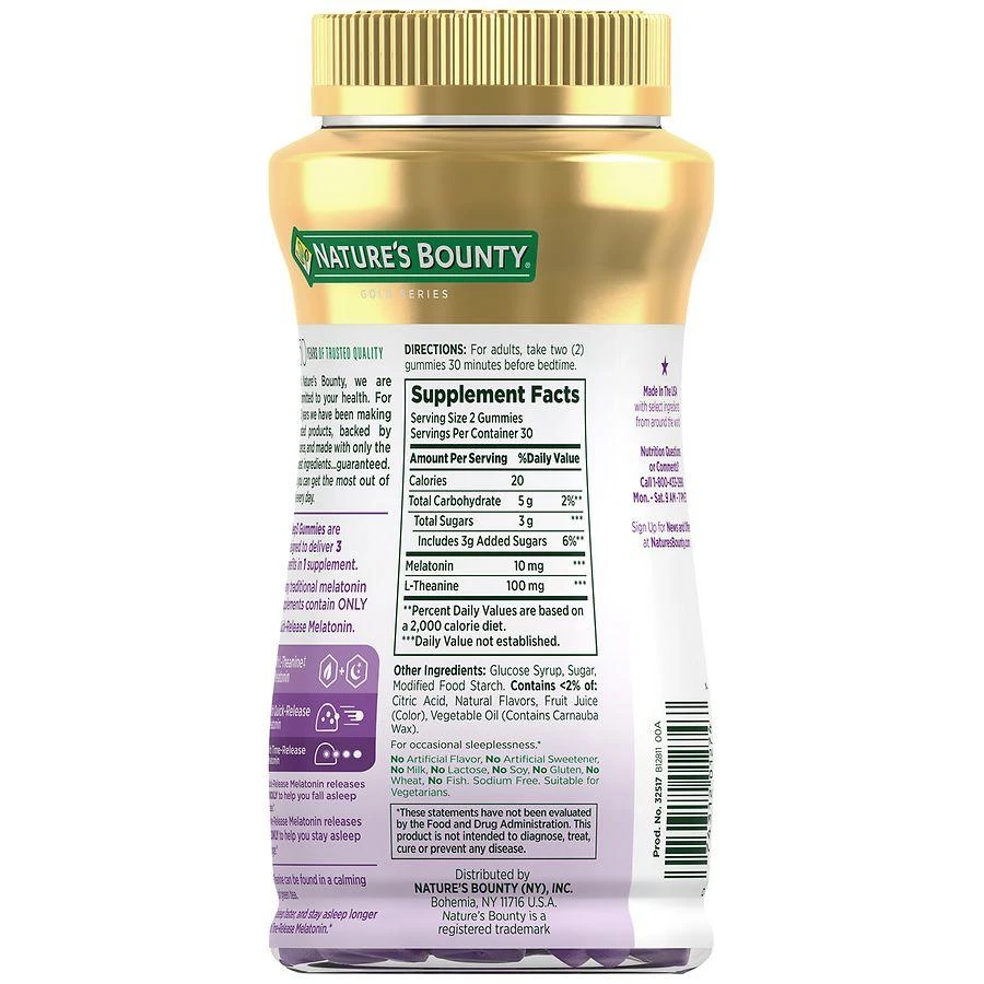 商品Nature's Bounty|Sleep3 10 mg Melatonin Gummies, Drug-Free Blueberry,价格¥149,第4张图片详细描述