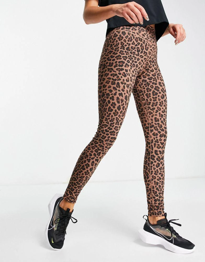 商品NIKE|Nike Training One glitter leopard print legging in brown,价格¥314,第1张图片