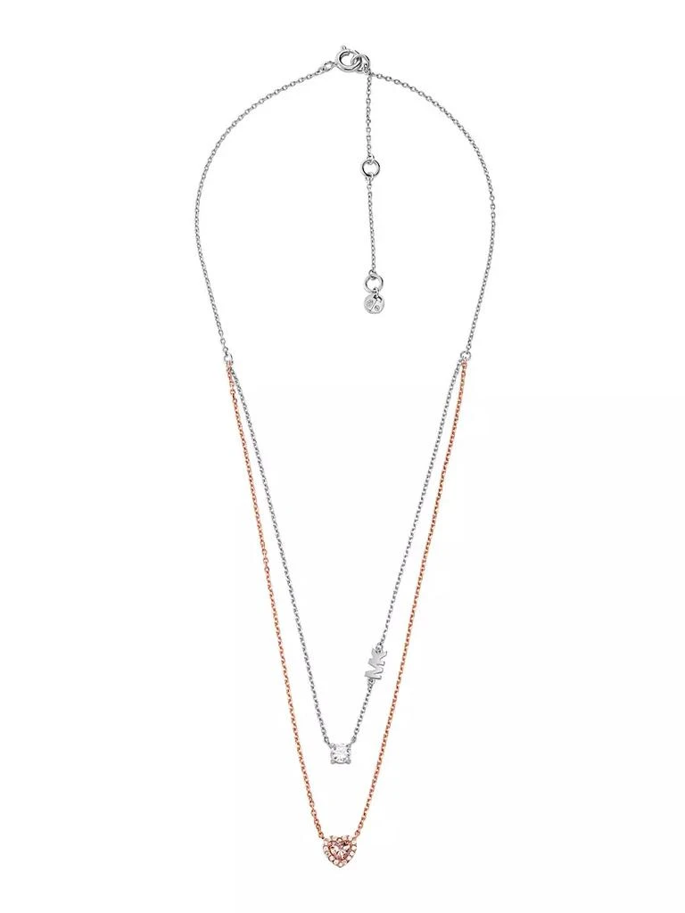 商品Michael Kors|14K-Rose-Gold-Plated, Sterling Silver, & Cubic Zirconia Layered Pendant Necklace,价格¥1133,第3张图片详细描述