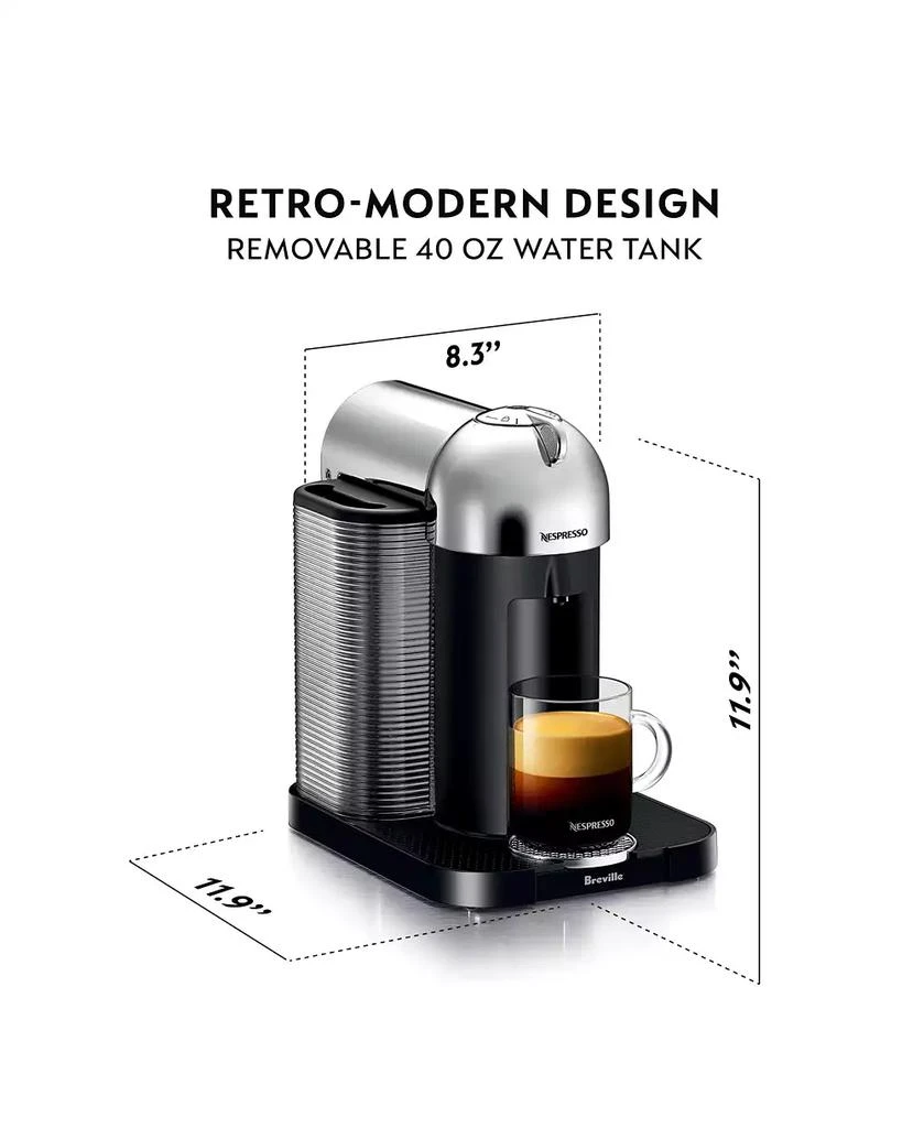商品Nespresso|Vertuo Coffee and Espresso Machine by Breville, Chrome with Aeroccino Milk Frother,价格¥1411,第3张图片详细描述