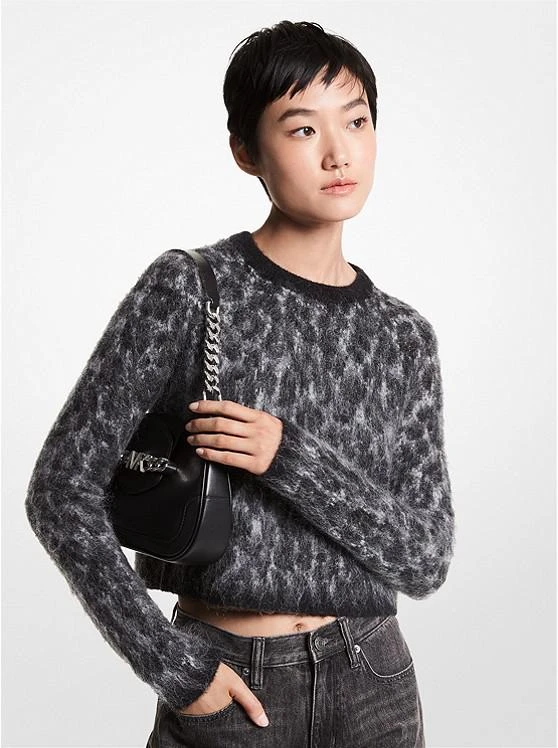 商品Michael Kors|Leopard Jacquard Cropped Sweater,价格¥524,第1张图片