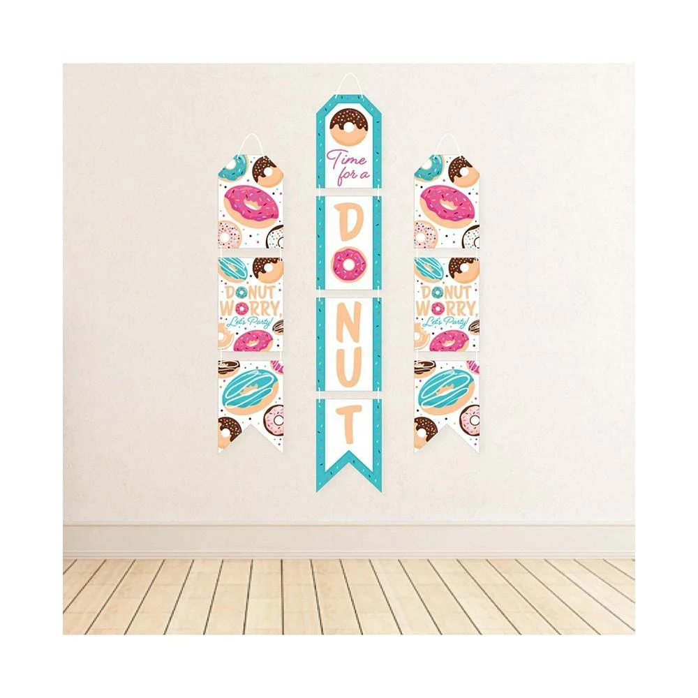 商品Big Dot of Happiness|Donut Worry, Let's Party - Hanging Vertical Paper Door Banners Indoor Door Decor,价格¥157,第3张图片详细描述