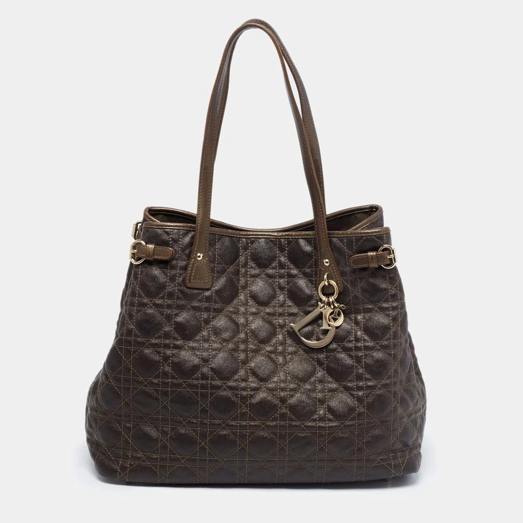 商品[二手商品] Dior|Dior Metallic Brown Cannage Coated Canvas Medium Panarea Tote,价格¥3598,第1张图片