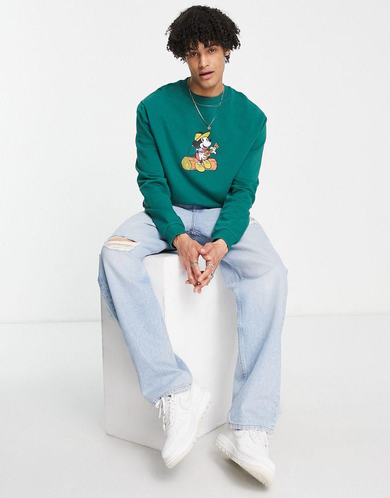 商品ASOS|ASOS DESIGN sweatshirt with Disney Mickey Mouse prints in green,价格¥308,第5张图片详细描述