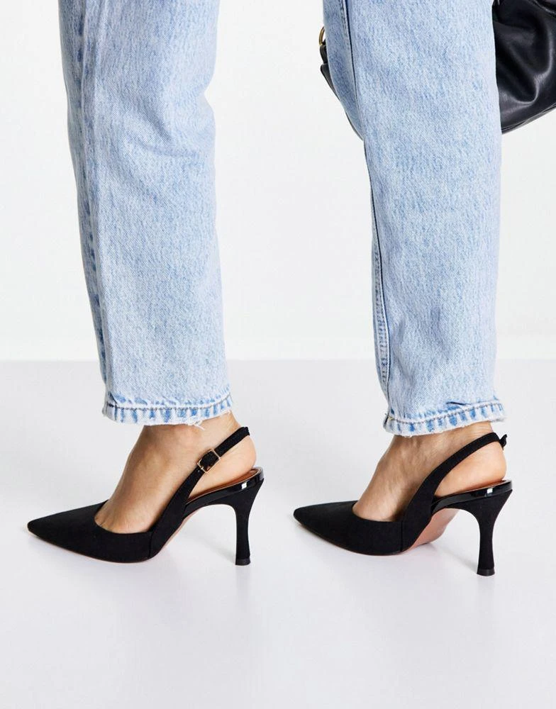 商品ASOS|ASOS DESIGN Wide Fit Samber slingback stiletto heels in black,价格¥276,第3张图片详细描述