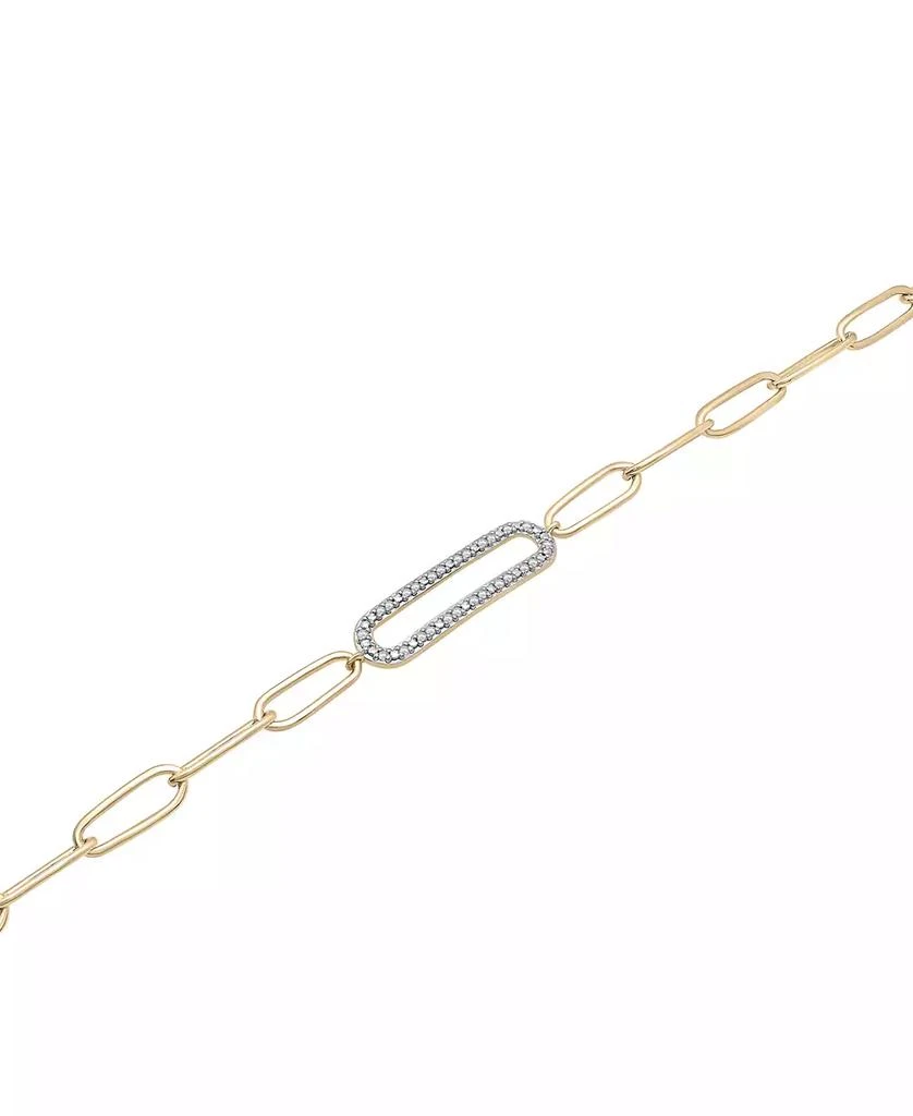 商品Macy's|Diamond Elongated Pavé Link Paperclip Link Bracelet (1/6 ct. t.w.) in 14k Gold-Plated Sterling Silver, Created for Macy's,价格¥374,第4张图片详细描述