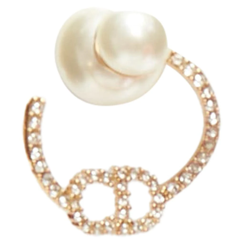 商品[二手商品] Dior|Tribales Gold Metal Crystal Pave CD Orbital Faux Pearl Pin Earrings,价格¥5012,第4张图片详细描述