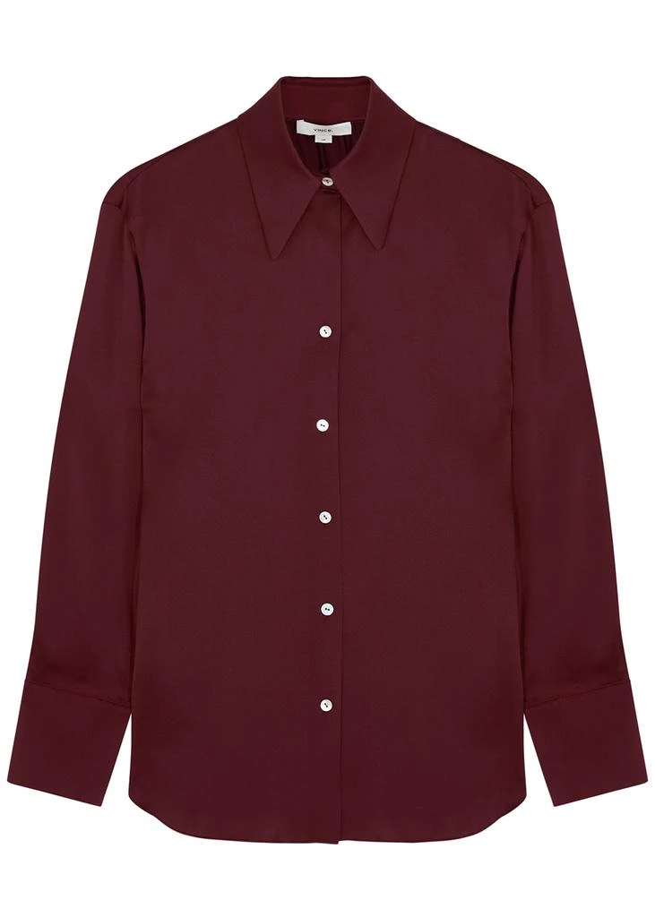 商品Vince|Burgundy silk-satin shirt,价格¥1860,第1张图片