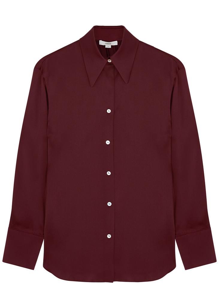 商品Vince|Burgundy silk-satin shirt,价格¥2932,第1张图片