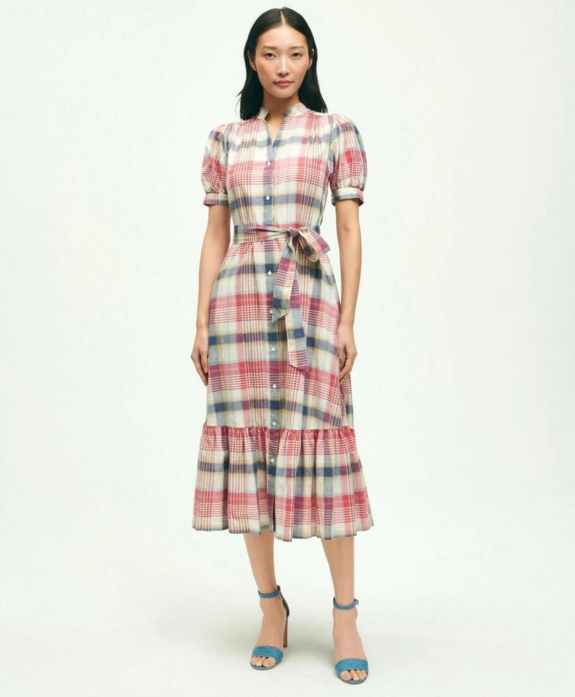 商品Brooks Brothers|Washed Cotton Madras Belted Shirt Dress,价格¥785,第1张图片