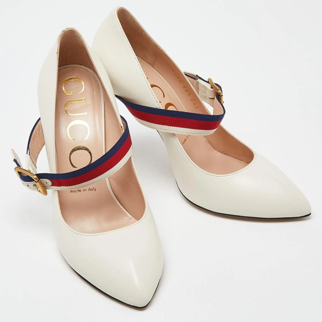 商品[二手商品] Gucci|Gucci Cream Leather Sylvie Mary Jane Pumps Size 38.5,价格¥4889,第4张图片详细描述