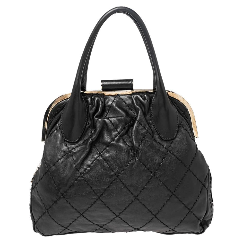 商品[二手商品] Chanel|Chanel Black Quilted Leather Expandable Zip Around Frame Satchel,价格¥4757,第1张图片