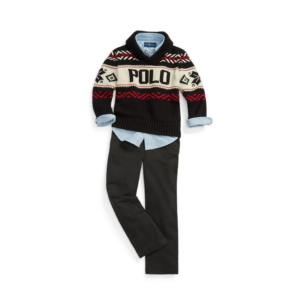 商品Ralph Lauren|Toddler and Little Boys Logo Cotton Shawl-Collar Sweater,价格¥298,第3张图片详细描述