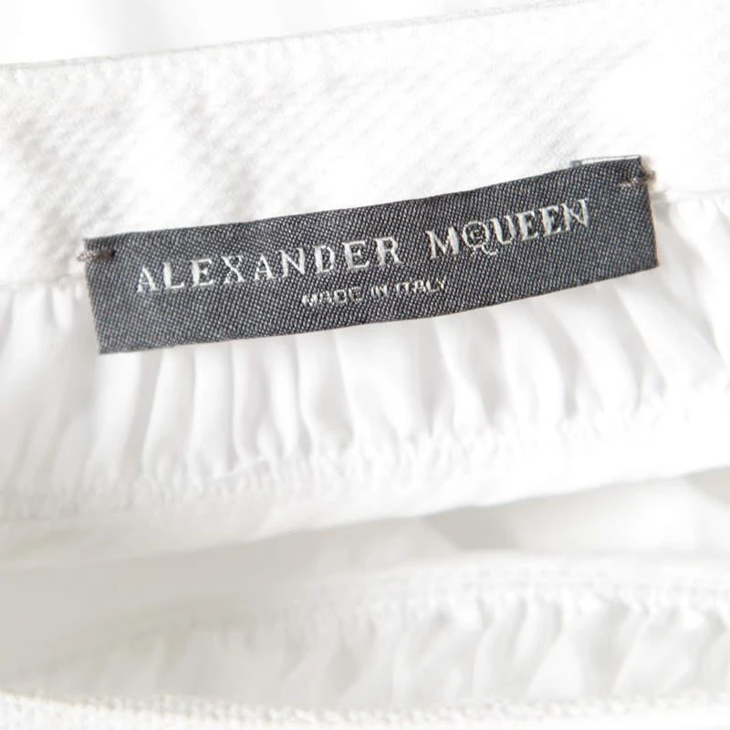 商品[二手商品] Alexander McQueen|Alexander McQueen White Ruffled Gathered Trim Detail Long Sleeve Blouse M,价格¥2014,第5张图片详细描述