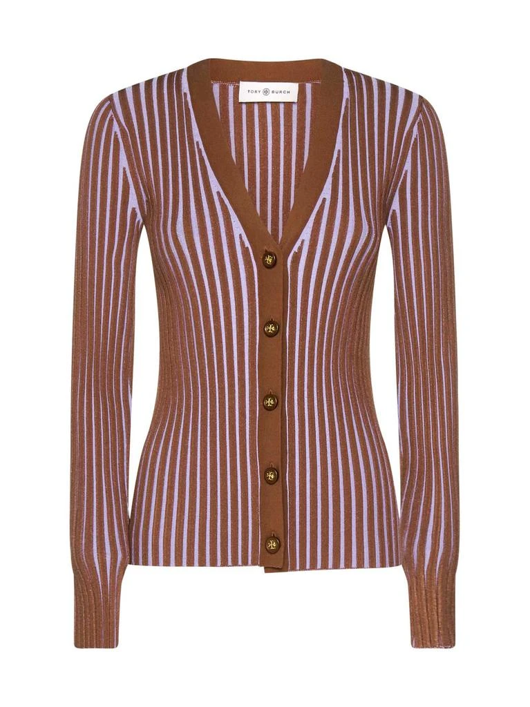 商品Tory Burch|Tory Burch Ribbed V-Neck Cardigan,价格¥1434,第1张图片