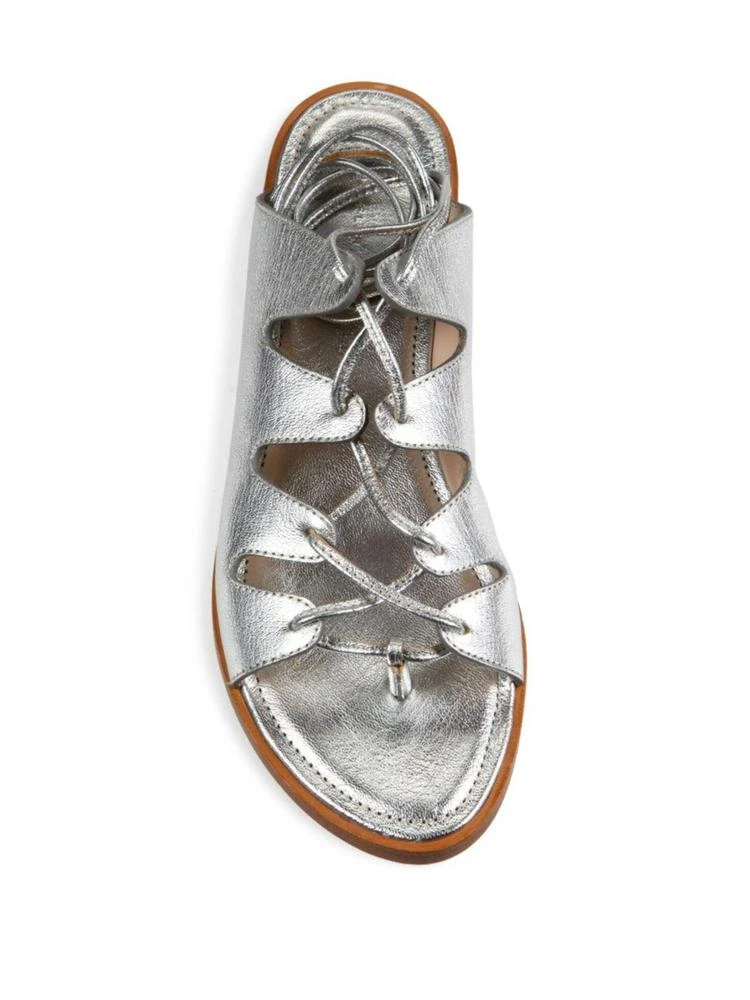 商品Loeffler Randall|Kira Metallic Leather Lace-Up Sandals,价格¥976,第4张图片详细描述