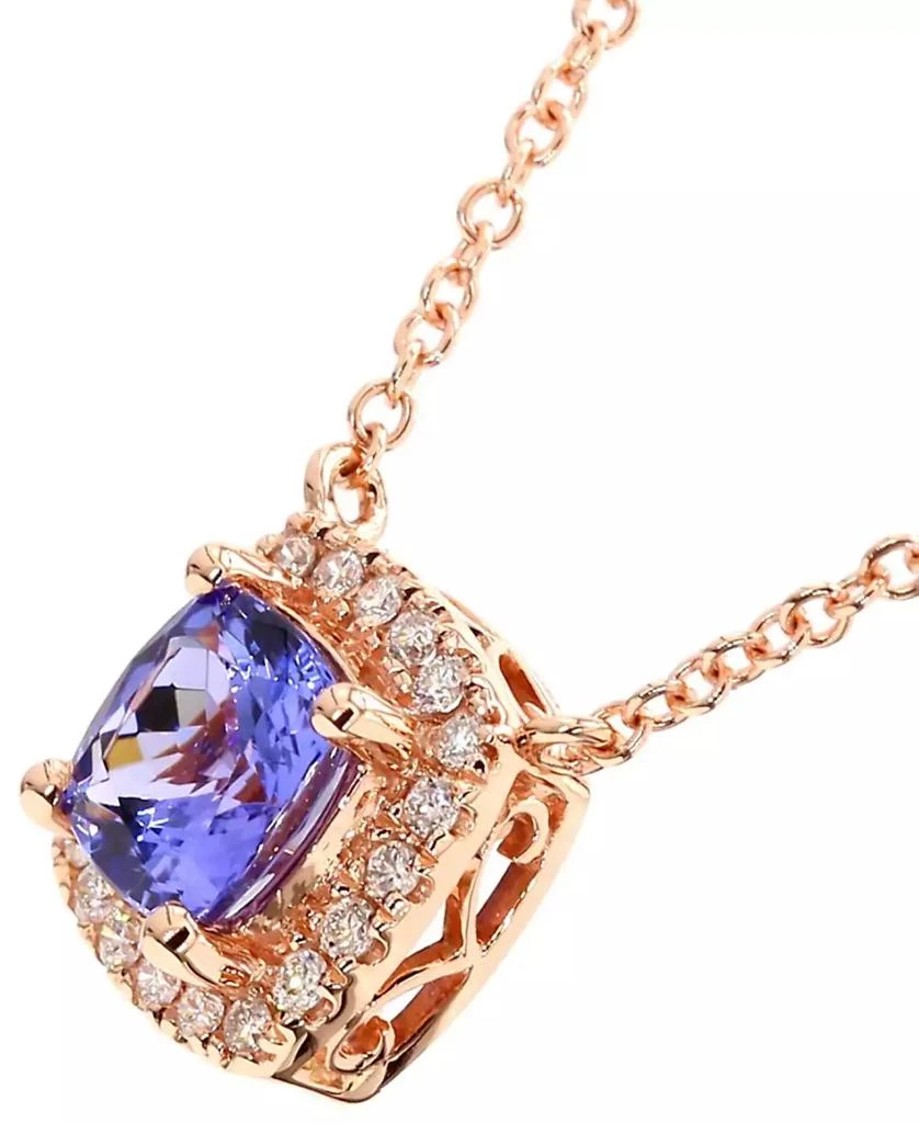 商品Macy's|Tanzanite (1-1/4 ct. t.w.) & Cushion Diamond (1/6 ct. t.w.) Pendant Necklace in 14k Rose Gold, 18",价格¥7668,第2张图片详细描述