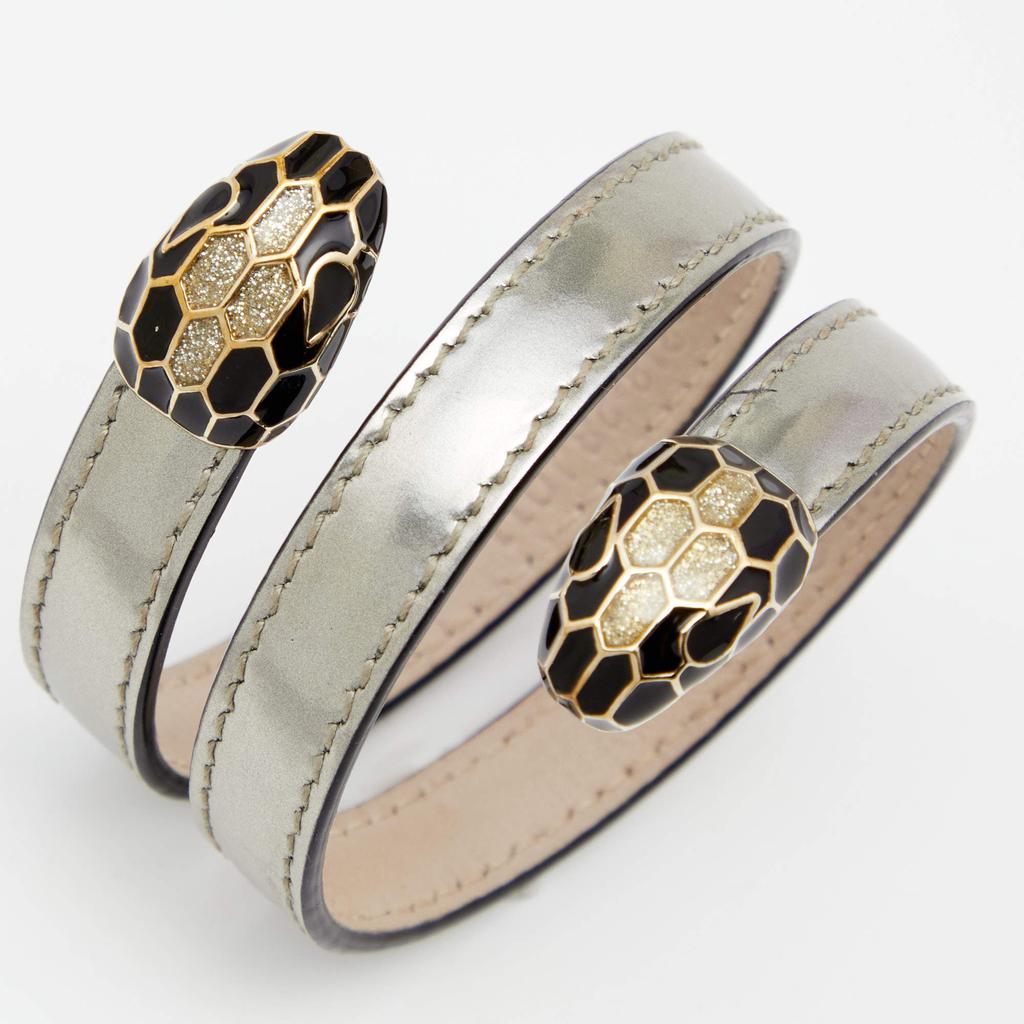 Bvlgari Serpenti Forever Silver Leather Cleopatra Wrap Bracelet商品第2张图片规格展示