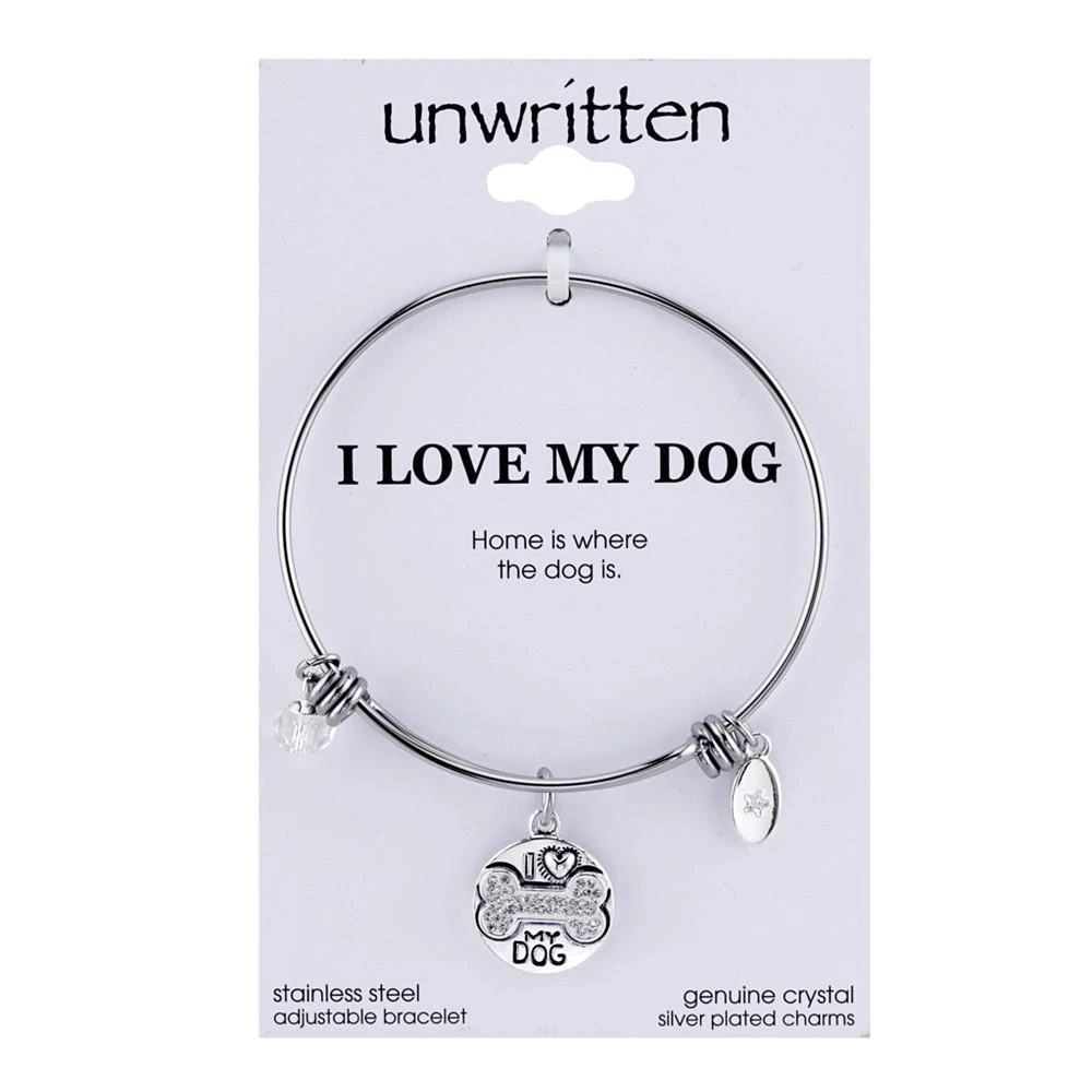 商品Unwritten|Dog Charm and Crystal Adjustable Bracelet in Stainless Steel,价格¥206,第4张图片详细描述