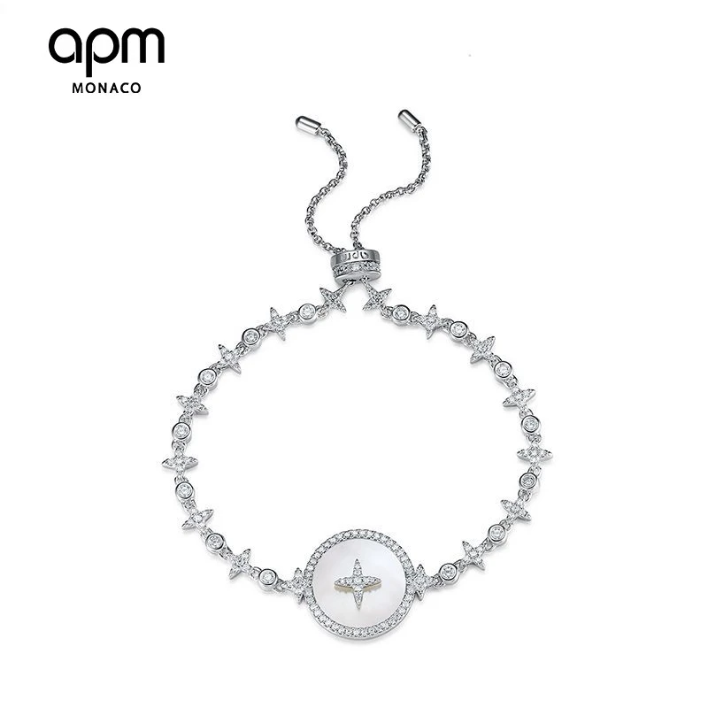 商品[国内直发] apm Monaco|apm MONACO APM女士星星珍珠母贝手链品925银首饰AB3582XNA,价格¥800,第1张图片