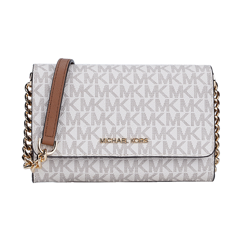 商品[国内直发] Michael Kors|Michael Kors 奥莱 JET SET TRAVEL 中号女士PVC单肩斜挎包 35F0GTVC8B VANILLA,价格¥827,第1张图片