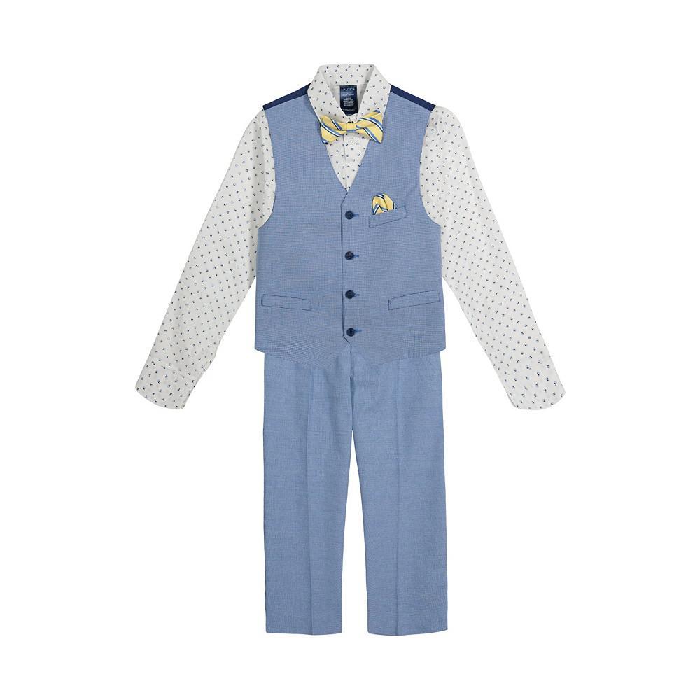 商品Nautica|Baby Boys 4-Piece Textured Houndstooth Vest Set,价格¥153,第1张图片