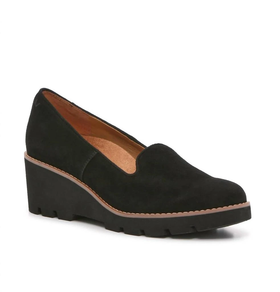 商品VIONIC|Women's Willa Wedge Shoes In Black Suede,价格¥828,第1张图片