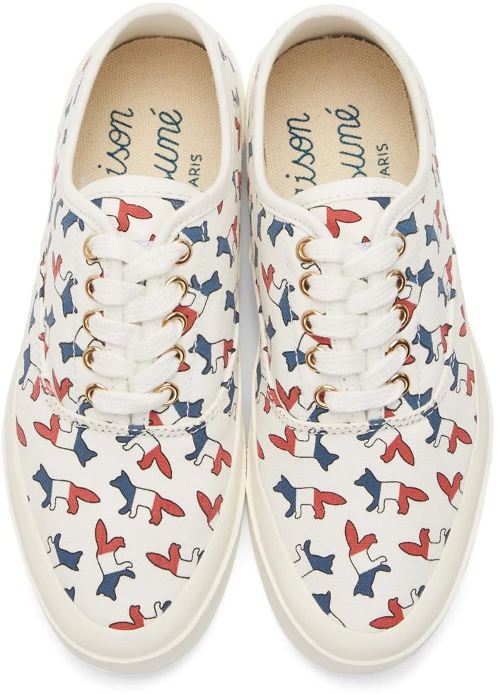 商品Maison Kitsune|White Canvas All Over Tricolor Fox Sneakers,价格¥1061,第5张图片详细描述