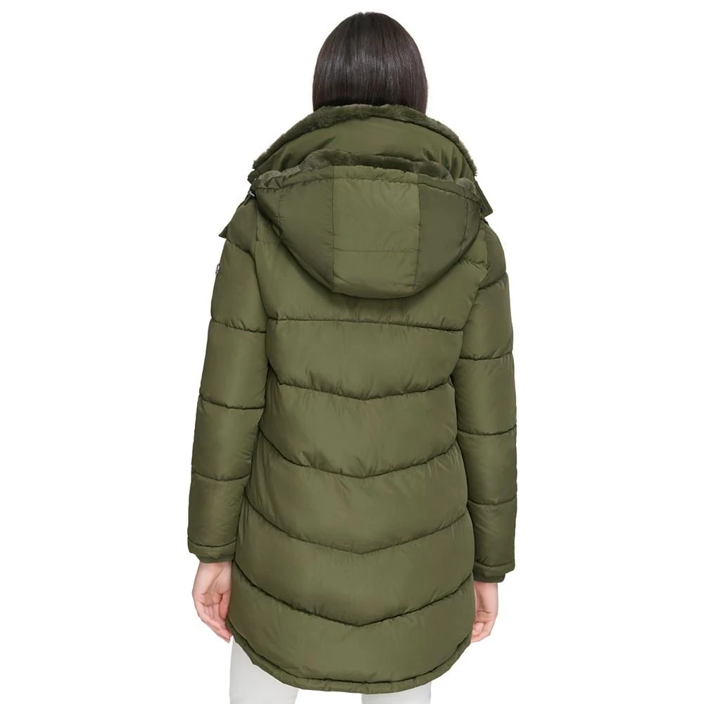 商品Calvin Klein|Women's Faux-Fur-Trim Hooded Puffer Coat, Created for Macy's,价格¥1463,第2张图片详细描述