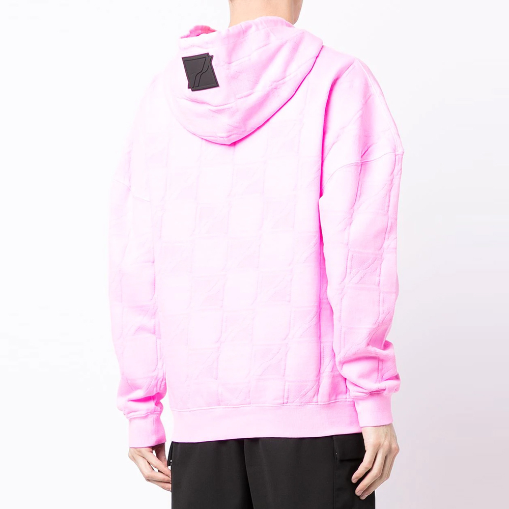 WE11DONE 男女同款粉色棉质方格徽标提花连帽卫衣 WD-TH3-21-581-U-PK商品第4张图片规格展示