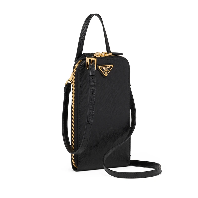 PRADA/普拉达 22新款 女士mini黑色saffiano皮革珐琅徽标配手柄拆卸调节肩带拉链开合单肩斜挎手提包1BP027_NZV_F0002_V_YM1 商品
