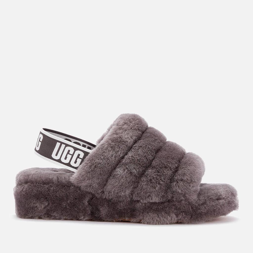 商品UGG|UGG Women's Fluff Yeah Slide Sheepskin Slippers - Charcoal,价格¥933,第1张图片
