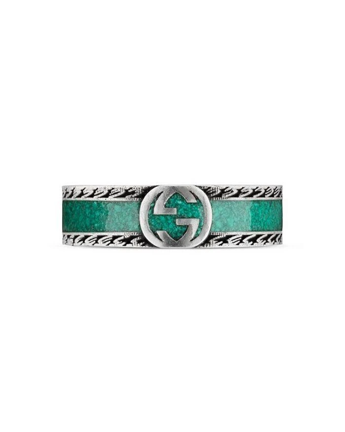 商品Gucci|Sterling Silver & Enamel Interlocking G Ring,价格¥3477,第2张图片详细描述