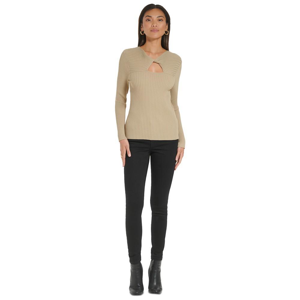 商品Calvin Klein|Women's Ribbed Keyhole Sweater,价格¥655,第6张图片详细描述