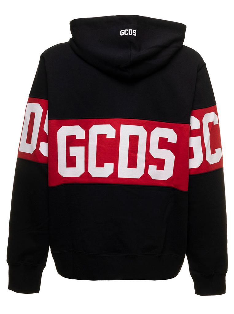 商品GCDS|BLack Hoodie in Fleece Cotton with Contrsasting Logo Band GCDS Man,价格¥2056,第1张图片