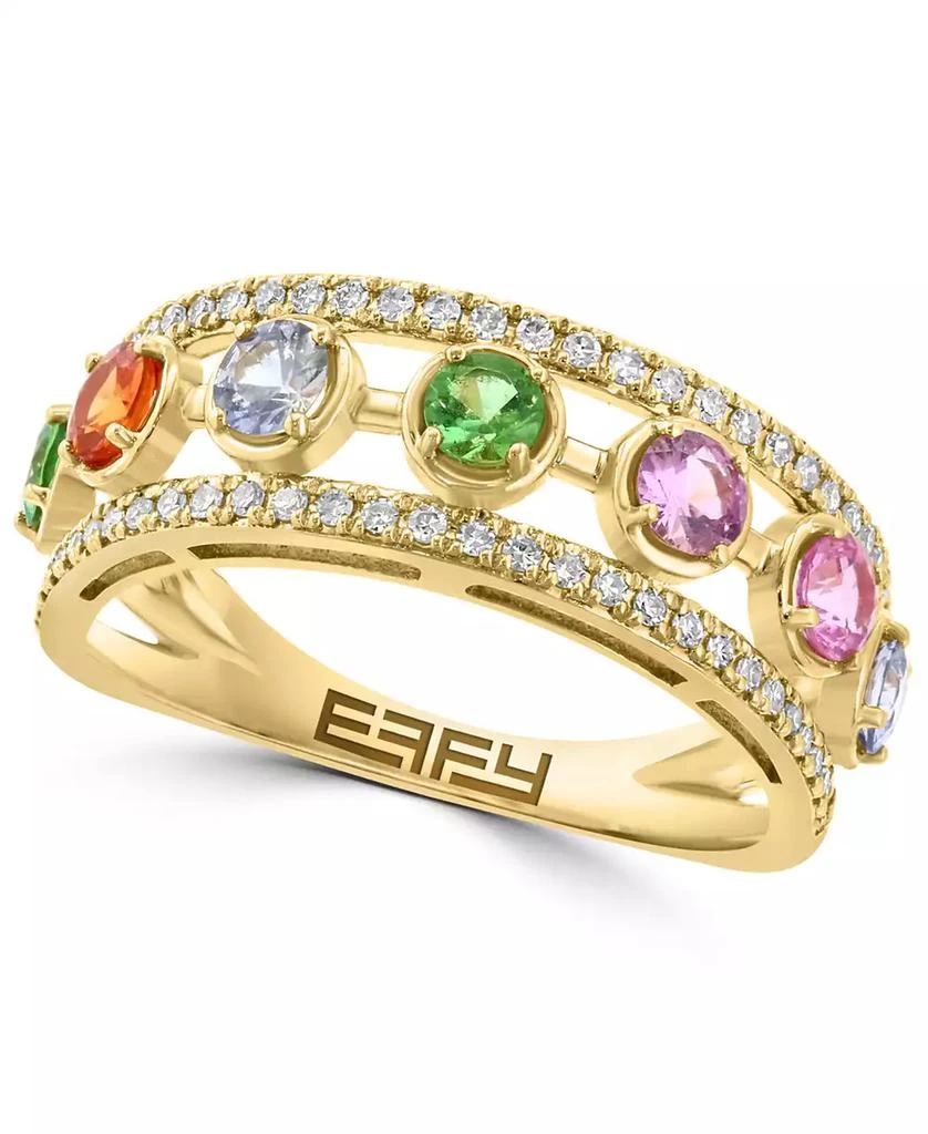 商品Effy|EFFY® Multi-Gemstone (7/8 ct. t.w.) & Diamond (1/5 ct. t.w.) Open Work Statement Ring in 14k Gold,价格¥5108,第1张图片