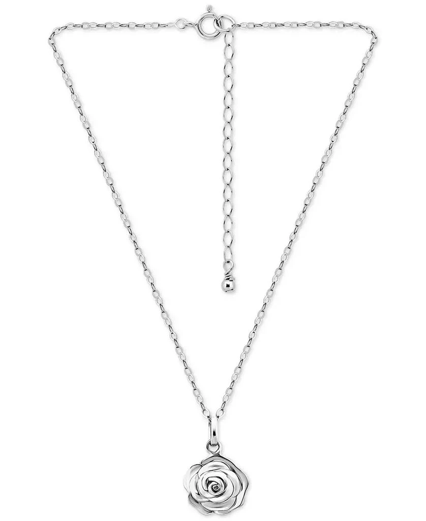 商品Giani Bernini|Rose Pendant Necklace, 16" + 2" extender in Sterling Silver or 18k Gold Over Sterling Silver, Exclusively at Macy's,价格¥244,第3张图片详细描述