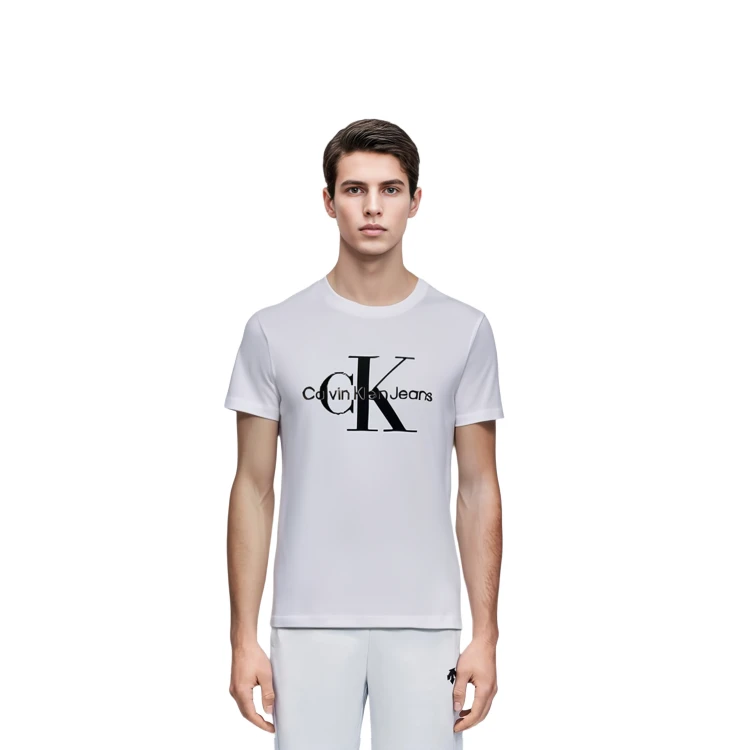 商品[国内直发] Calvin Klein|CALVIN KLEIN 印花Logo纯色纯棉圆领短袖T恤 男款 白色,价格¥579,第4张图片详细描述