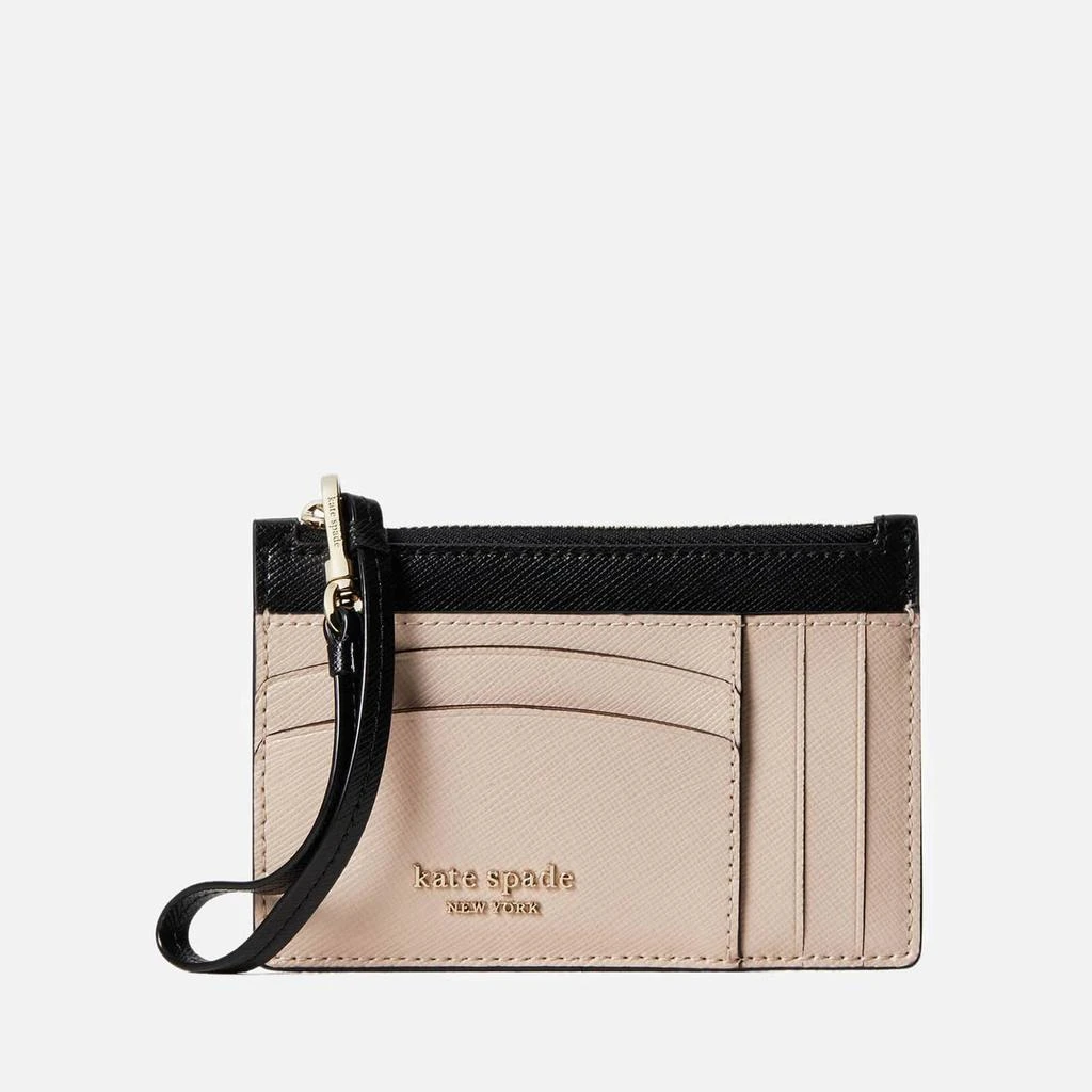 商品Kate Spade|Kate Spade New York Women's Spencer Saffiano Card Case Wristlet - Warm Beige/Black,价格¥654,第1张图片